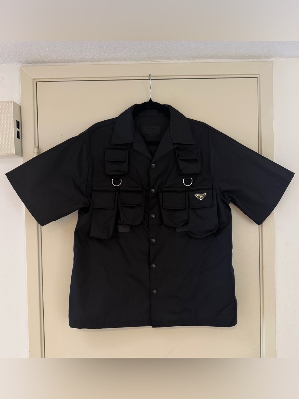 PRADA Black Re-Nylon Short-Sleeve Tactical Utility Shirt - Sz M - 💯 AUTHENTIC